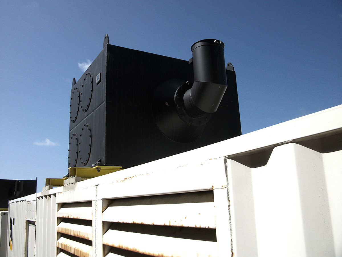 Diesel Particulate Filter mounted on a generator