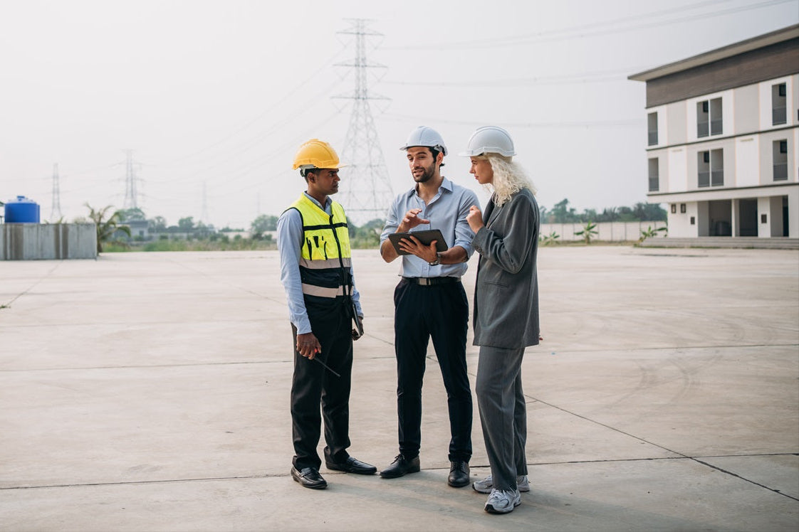 professionals consulting on a power project