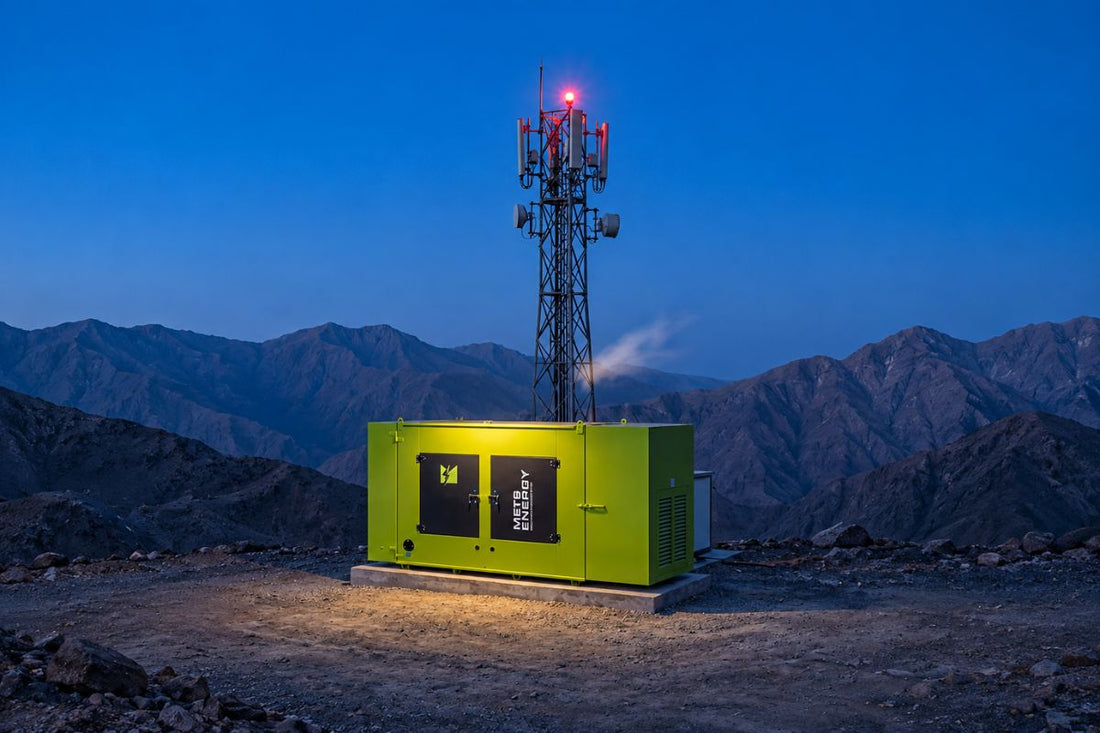 Remote telecom tower with a METS Energy generator supporting reliable backup power