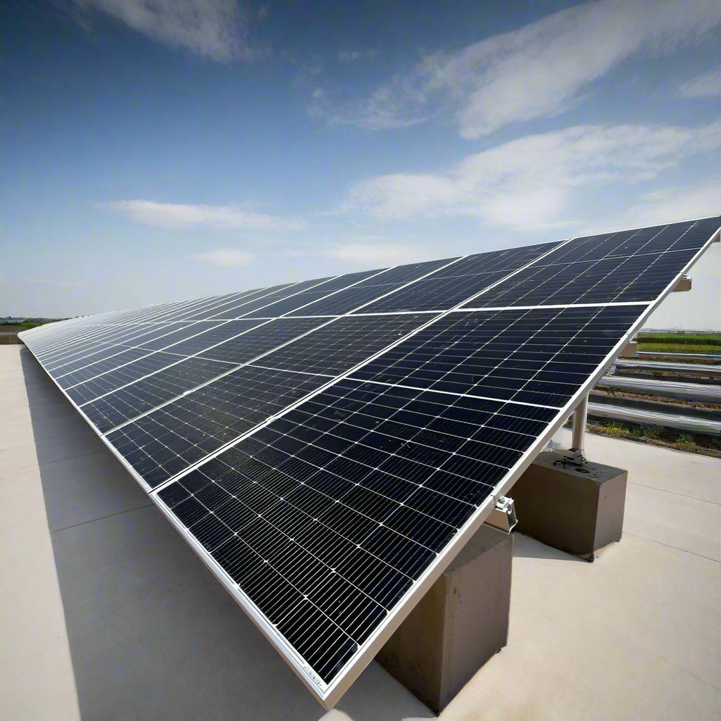Installed solar panels in an outdoor field