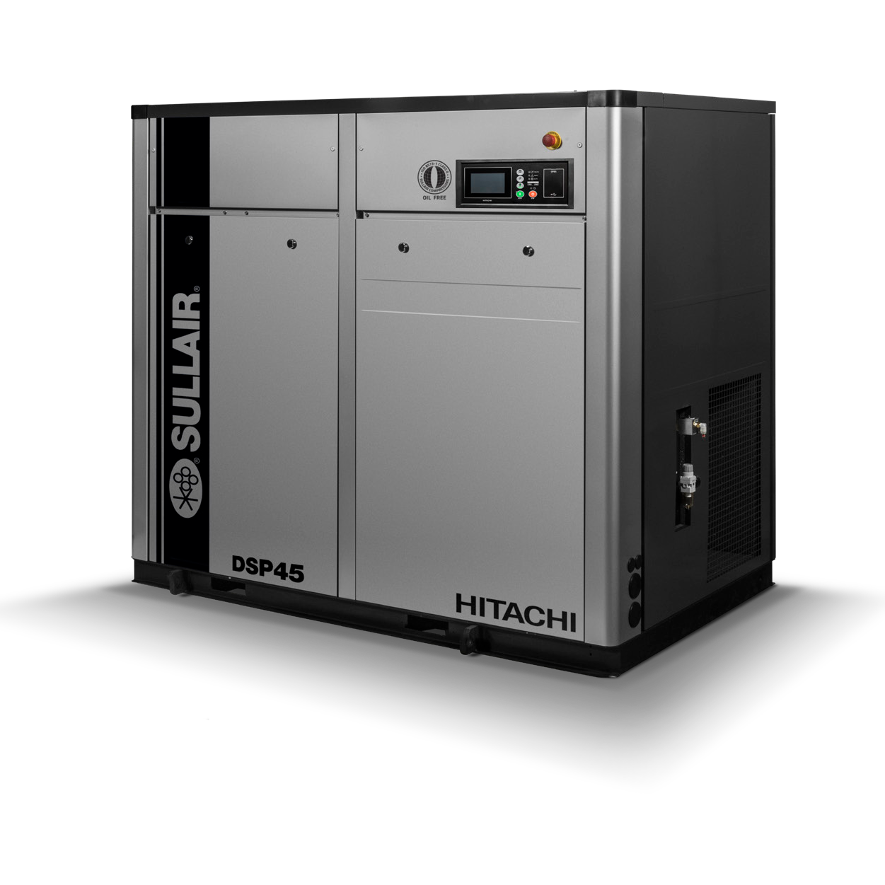 A Hitachi DSP Series Oil Free Rotary Screw Air Compressor